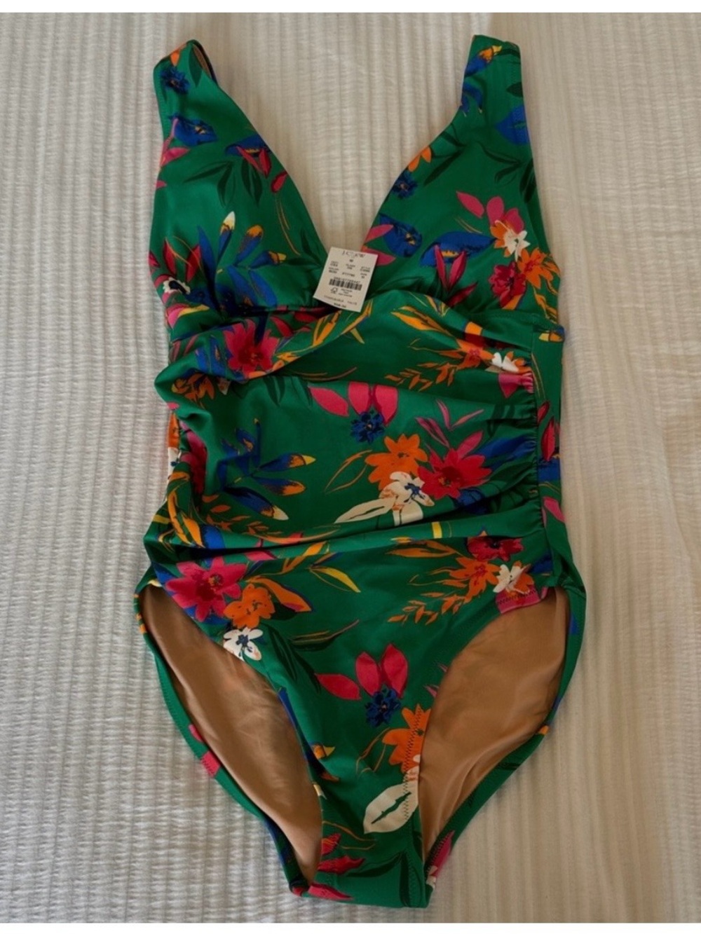 J. Crew Green Floral One-Piece Swimsuit Medium NWT - Picture 2 of 8